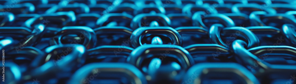 Poster Interlocking chain links create a stunning pattern with metallic texture and bright backdrop