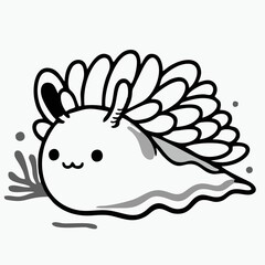 vector illustration of a cartoon snail coloring