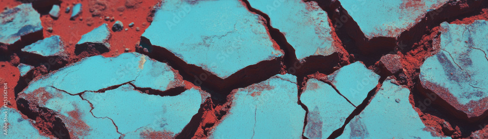 Poster cracked clay patterns displaying deep fissures against a bright background