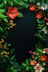 Colorful Spring Elementss Frame Border Background - Space for Text	