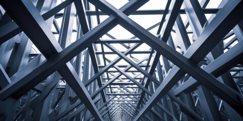 Intricate Steel Structure of a Modern Construction Framework Displaying Geometric Patterns and Industrial Design Elements