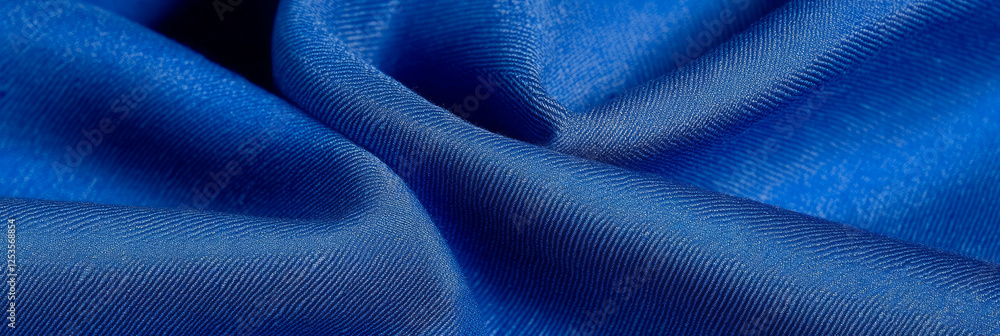 Poster deep blue cotton twill fabric with diagonal texture for creative designs and projects