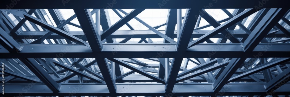 Poster industrial steel framework constructed with precision, showcasing modern engineering and architectur