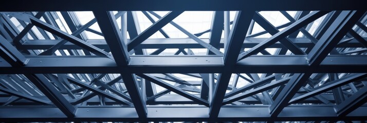 Industrial Steel Framework Constructed with Precision, Showcasing Modern Engineering and Architectural Design Techniques in a Urban Setting