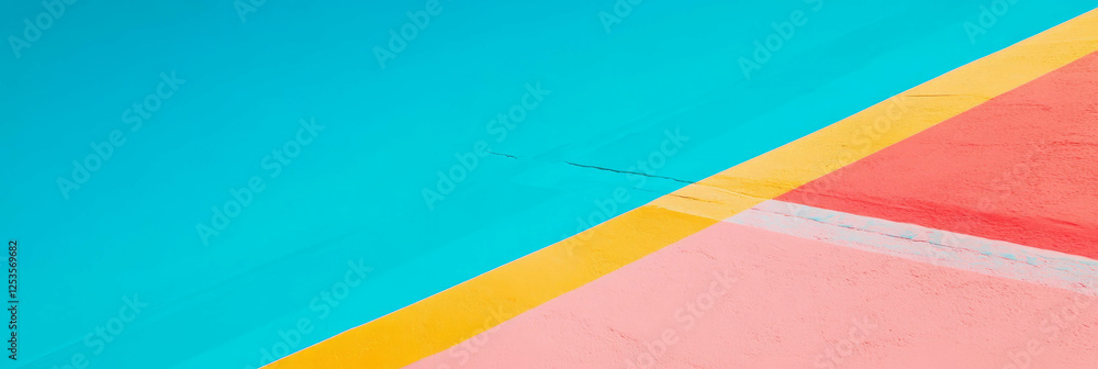 Poster Diagonal lines and geometric patterns create dynamic direction in a bright background