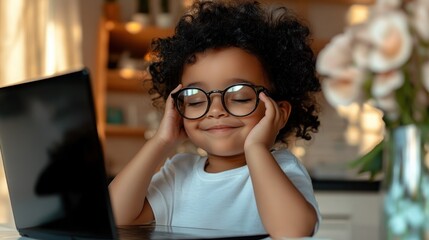 Discover the joy of learning at home Watch this bright child thrive in their online lesson With a laptop as their gateway, this student is engaged, focused, and enjoying every moment of their