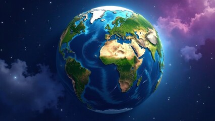 Fototapeta premium A Detailed View of Planet Earth from Space Showing Continents and Oceans