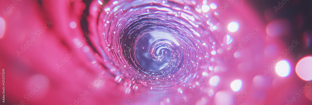 Poster droplets create a mesmerizing spiral pattern with vibrant colors enhancing visual appeal