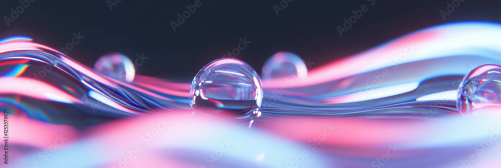 Poster Droplets create a dynamic wave-like pattern on a bright background for striking visuals