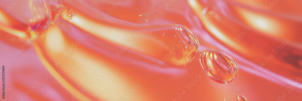 Poster Droplets create a dynamic wave-like pattern against a bright background