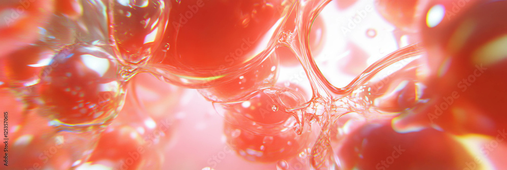 Aufkleber Droplets create mesmerizing abstract shapes and patterns against a bright background