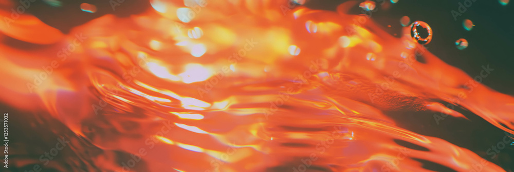 Fototapete glimmering droplets rest on a dark surface, reflecting light and creating stunning patterns