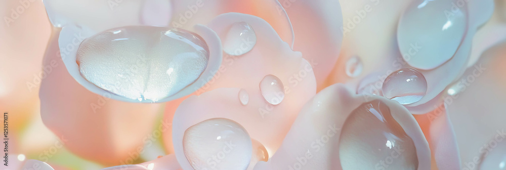 Poster softly illuminated droplets on flower petal create a serene backdrop for nature lovers