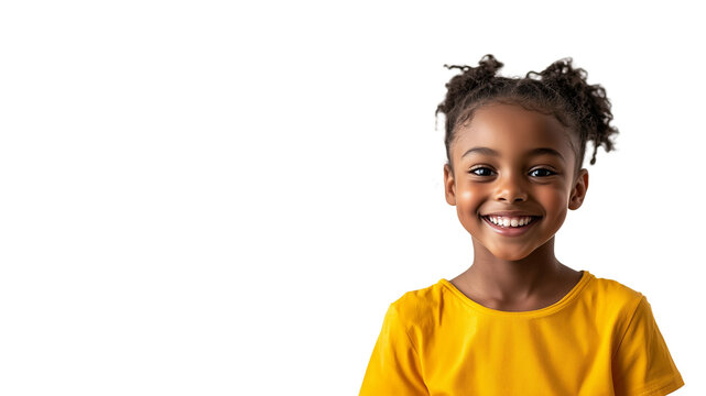 Portrait of happy little kid laughing,isolated on white background,copy space,web banner.