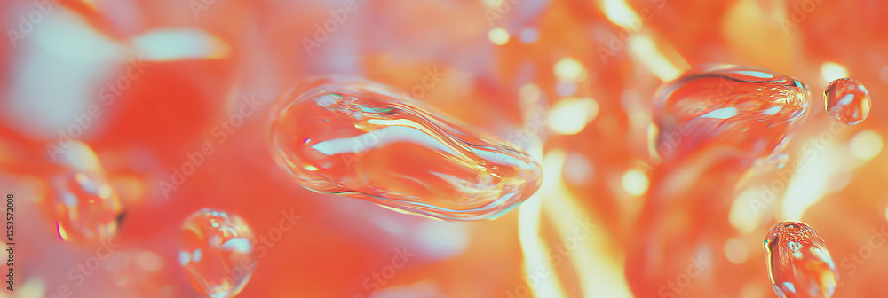 Poster Droplets on textured glass surface create a vibrant backdrop with varied sizes and shapes