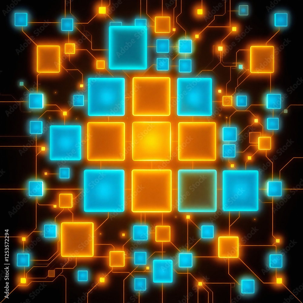 Poster abstract blue geometric pattern with squares and a modern design