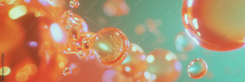 Poster Droplets suspended in air create dynamic abstract patterns against a bright background