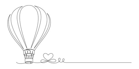hot air balloon continuous line art style 1