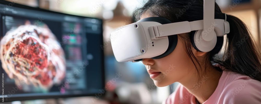 Poster empowering future innovators witness a high school student using vr headset for immersive ai and mac