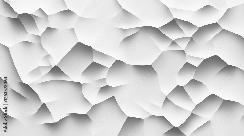 Poster abstract white geometric pattern background with three dimensional effect and varying shades of gray
