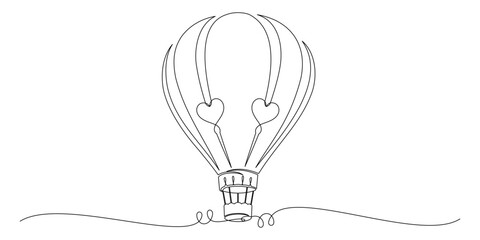 hot air balloon continuous line art style 4