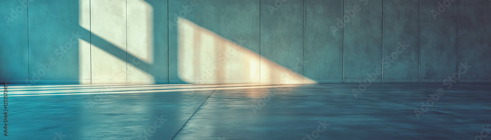 Poster Bright empty room with light gradient and smooth plaster walls