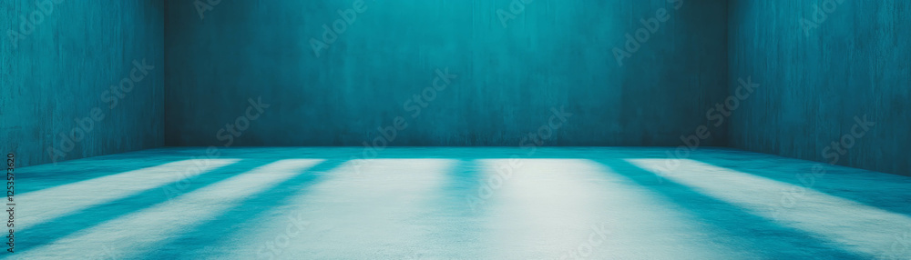 Poster bright empty room with smooth concrete floor and spotlight, ideal for creative projects or events