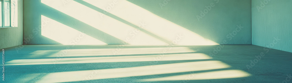 Aufkleber soft luminous glow fills an empty room with smooth white walls and floor for serene ambiance