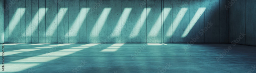 Poster bright empty room with cross lighting and textured concrete walls creating a modern aesthetic