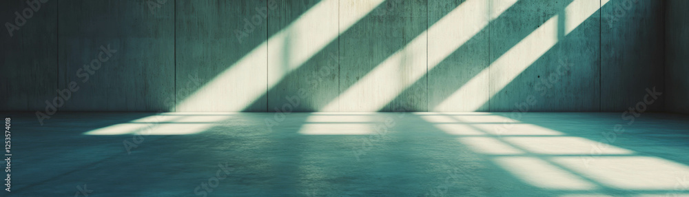Poster empty room showcasing cross lighting and textured concrete design for a modern aesthetic background