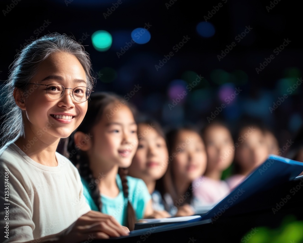 Poster engaging classroom environment capture the essence of attentive audience in a classroom, listening t