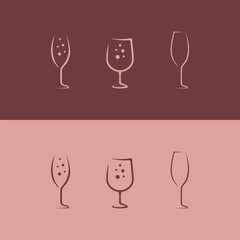 wine glass line simple logo design