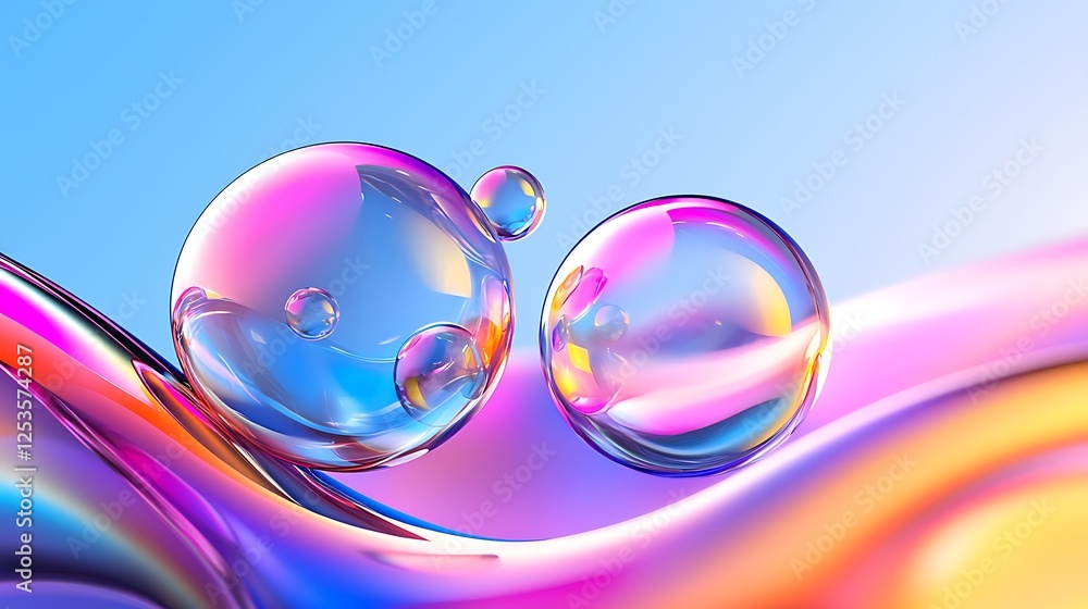 Poster abstract colorful gradient design with bubbles