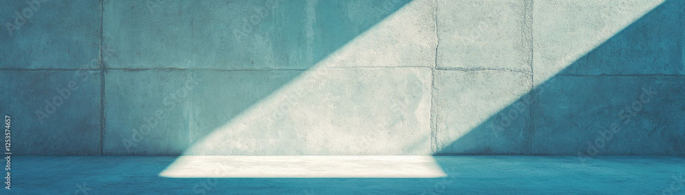 Poster bright empty room with light streaming through a crack in the wall and textured surfaces