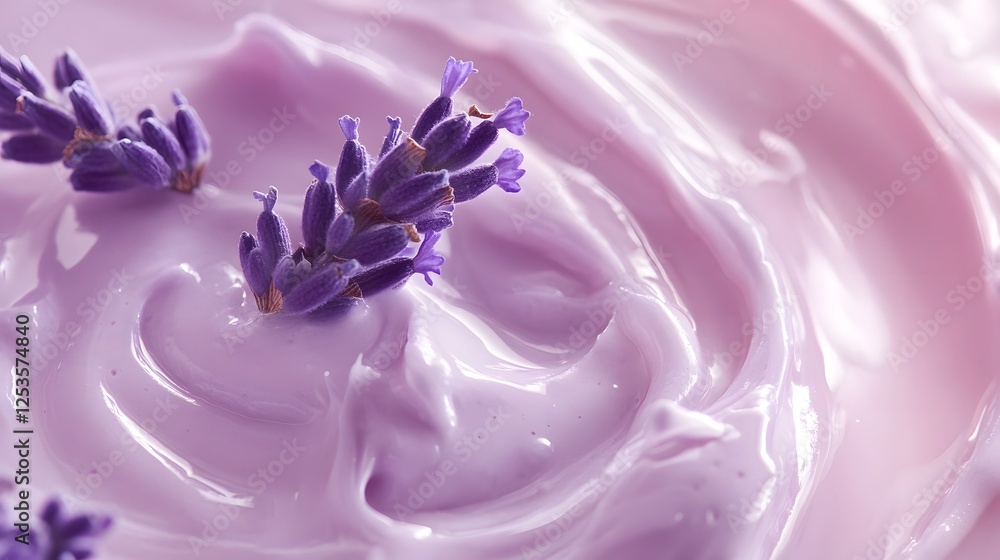 Poster elegant and dreamy close up macro shot of lavender flower petals with soft swirling textures and pas