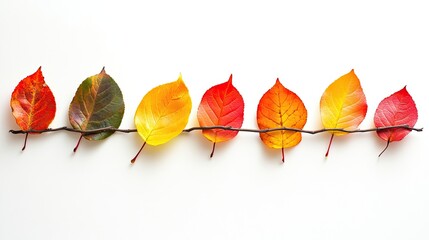 Frame of colorful autumn leaves isolated on white background