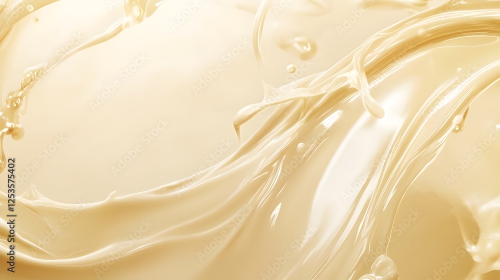 Leinwandbilder Elegant and luxurious abstract background with a flowing golden satin like fabric or liquid creating a mesmerizing wave like pattern  The smooth soft texture and warm hues evoke a sense of elegance