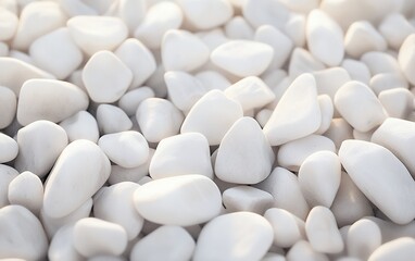 White and light gray pebbles forming a natural stone arrangement with smooth edges and textured surface