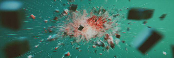 Dynamic explosion of shapes and lines creating a vibrant visual impact