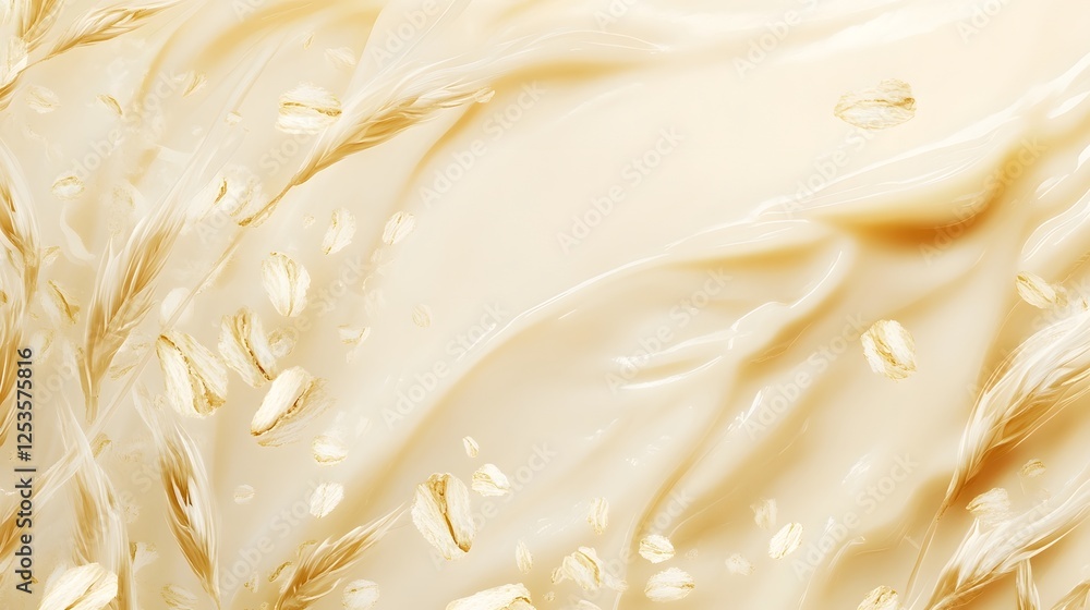 Aufkleber Elegant and luxurious cream and gold abstract textural design with a smooth flowing and dynamic look  This minimalist and nature inspired pattern creates a premium high end