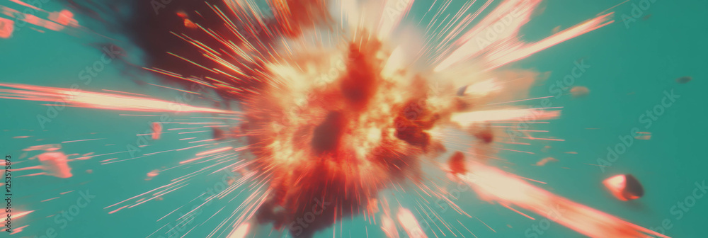 Poster Explosive starburst patterns showcasing forceful energy in a vibrant backdrop