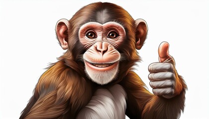 a monkey giving a thumbs up isolated on white background transparent