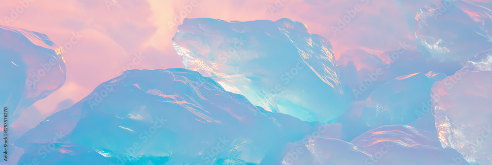 Aufkleber floating icy shards and swirling snow create a tranquil winter atmosphere with ethereal lighting