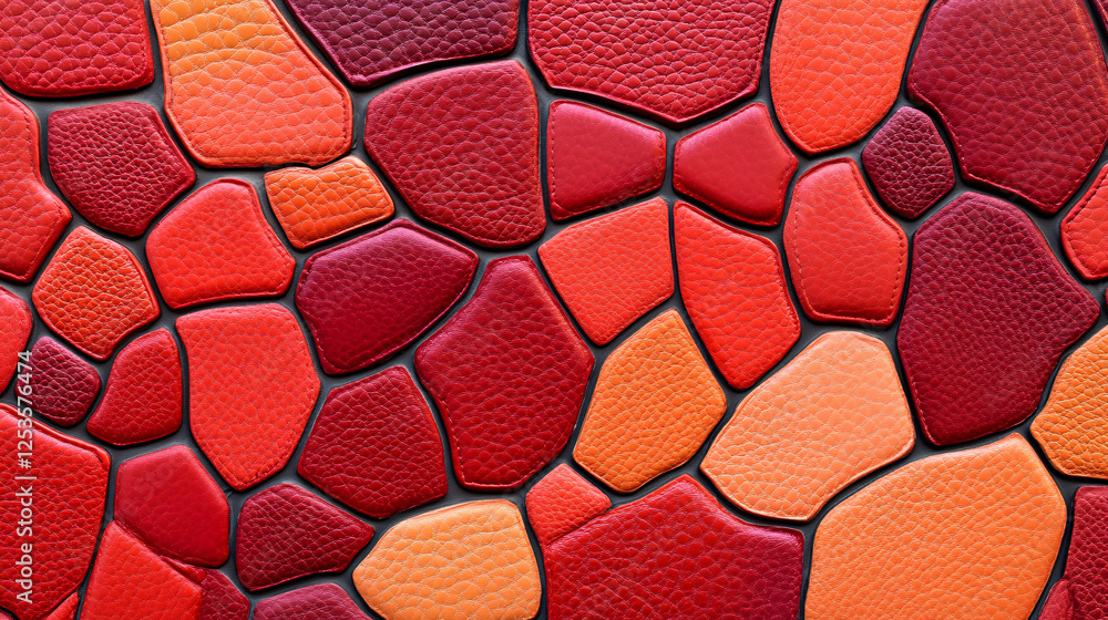 Poster an abstract close-up of an organic pebble-like texture with red orange and yellow hues creating a vi