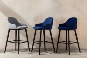 Obraz premium Modern Bar Stools in Neutral Tones for Contemporary Interior Design