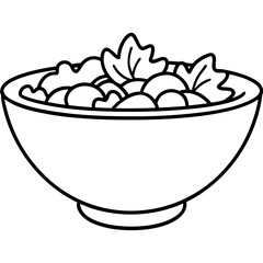 Minimalist Salad Bowl Line Art Vector Design
