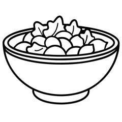 Minimalist Salad Bowl Line Art Vector Design