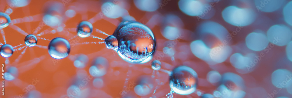 Poster frozen rain droplets create intricate patterns against a bright background