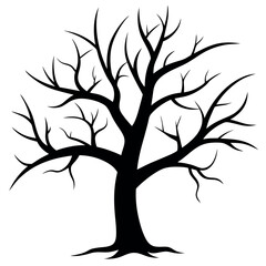 Bare tree branches vector illustration.