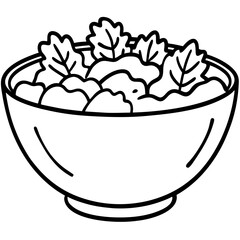 Minimalist Salad Bowl Line Art Vector Design